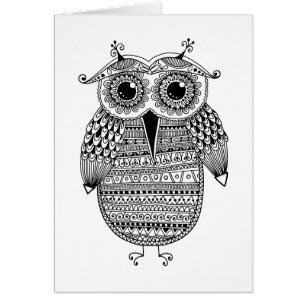 Dessin ethnique d'encre de hibou