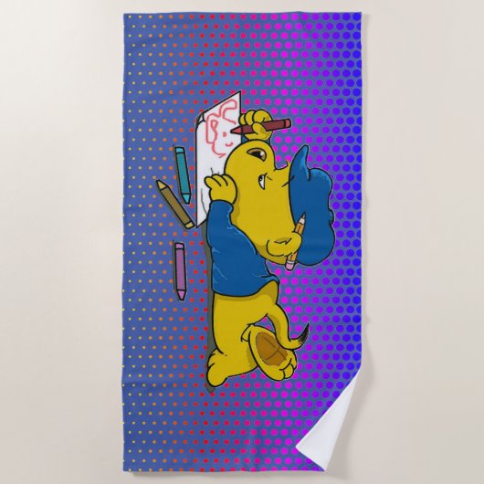 Dessin Ferald Avec Serviette De Plage Crayons (Devant)