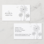 Dessin floral délicat Carte de visite monogramme (Devant / Derrière)