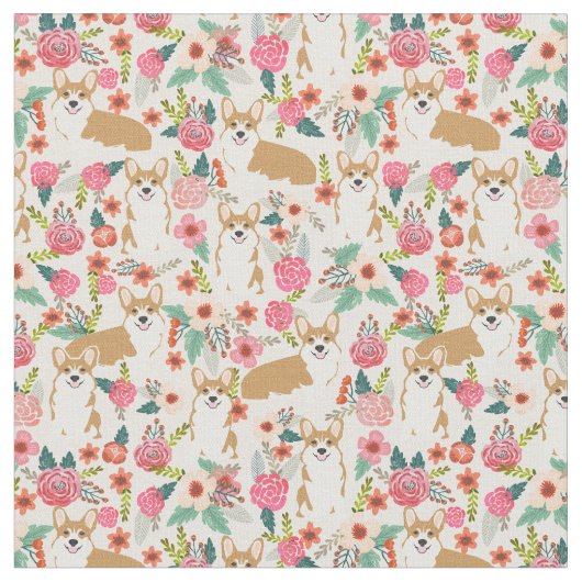 dessin floral en tissu de corgi de soudure (Fermer)