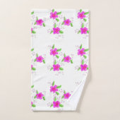 Dessin floral rose vif avec blanc (Serviette à main)