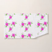 Dessin floral rose vif avec blanc (Serviette à main)