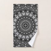 Dessin géométrique mandala noir et blanc (Serviette à main)