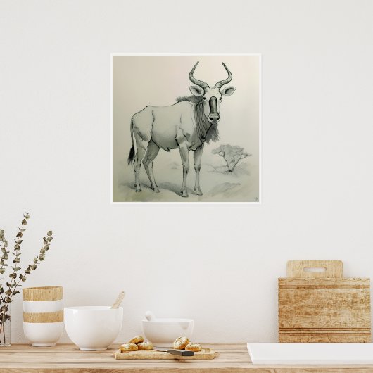 Dessin Gnu - Impression d'art (Cuisine)