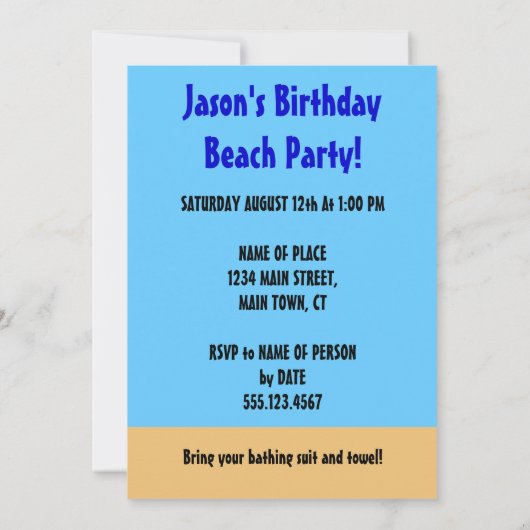 Dessin Invitation de tortue d'été (Dos)