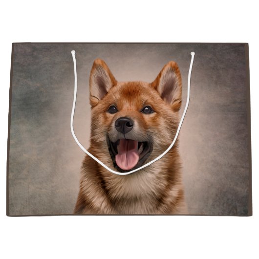 Dessin Japonais Shiba Inu chien Grand sac cadeau (Devant)