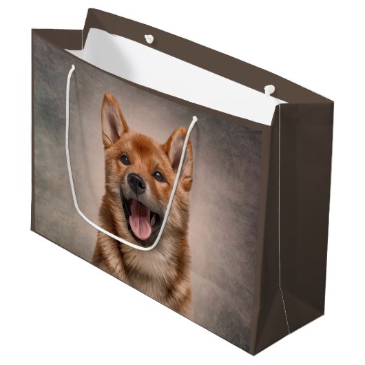 Dessin Japonais Shiba Inu chien Grand sac cadeau (Devant Angle)