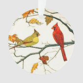 Dessin japonais vintage, cardinaux sur une branche (devant)