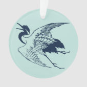 Dessin japonais vintage d'une grue, bleu (devant)