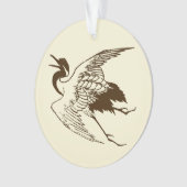 Dessin japonais vintage d'une grue, Brown (devant)