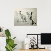 Dessin Kangaroos - Impression d'art (Bureau à domicile)
