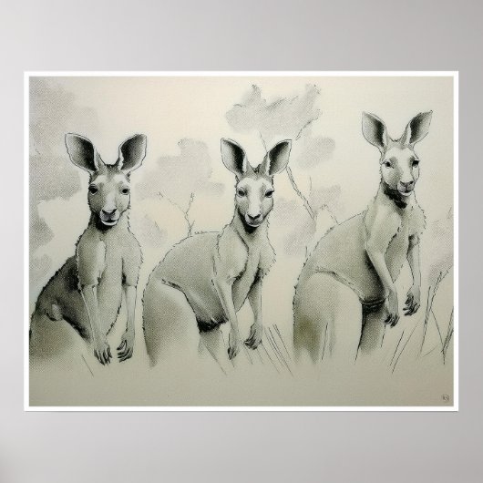 Dessin Kangaroos - Impression d'art (Devant)