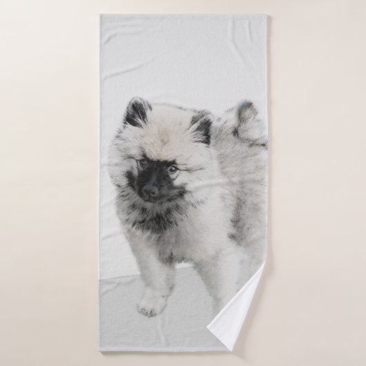 Dessin Keeshond Chiot - Joli dessin original Chien (Serviette de bain)