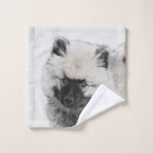 Dessin Keeshond Chiot - Joli dessin original Chien (Gant de toilette)
