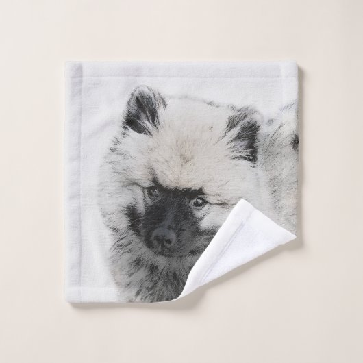 Dessin Keeshond Chiot - Joli dessin original Chien (Gant de toilette)