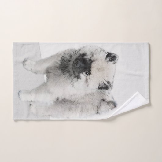 Dessin Keeshond Chiot - Joli dessin original Chien (Serviette à main)