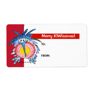 Dessin Kiwi Bird 4 Cadeau de Noël Tag Étiquettes