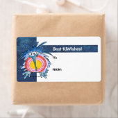 Dessin Kiwi Bird 4a Blue Gift Tag Étiquettes (En situation)