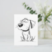 Dessin le plus simple. Chien drôle. Carte postale (Debout devant)