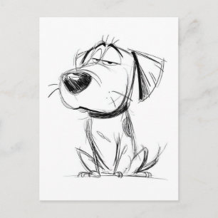 Dessin le plus simple. Chien drôle. Carte postale