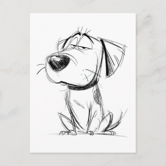 Dessin le plus simple. Chien drôle. Carte postale (Devant)