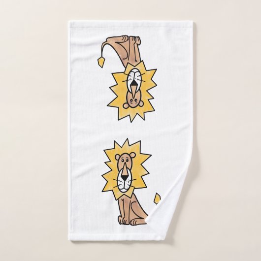 dessin mignon lion enfants retro safari jungle ani (Serviette à main)