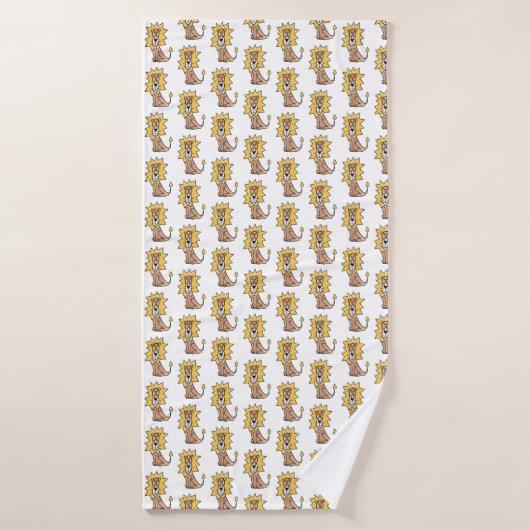 dessin mignon lion enfants retro safari jungle ani (Serviette de bain)