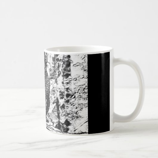Dessin noir et blanc du coq sur Mug (Droite)