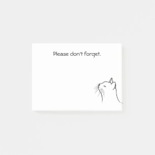 Dessin noir mignon chat levant les notes post-it
