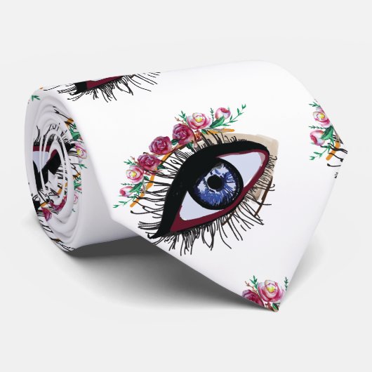 Dessin oculaire et fleurs Cravate d'art (Roulé)