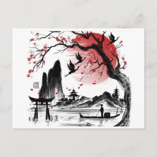 Dessin paysage Japon Briefkaart (Voorkant)