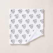 dessin pitbull simple amoureux des chiens noir bla (Gant de toilette)
