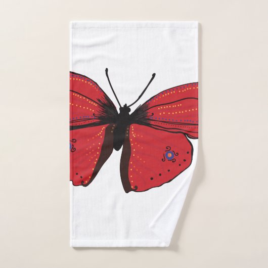 Dessin rouge de papillon (Serviette à main)