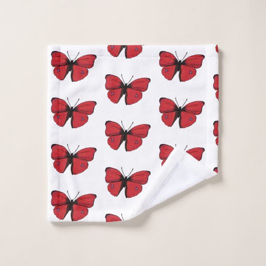 Dessin rouge de papillon (Gant de toilette)