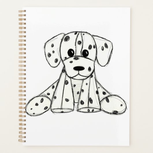 Dessin simple de contour de chien en peluche dalma (Devant)