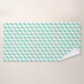 dessin souriant requin menthe bleu vert océan anim (Serviette de bain)