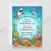 Dessin sous les animaux marins Invitation d'annive (Devant)