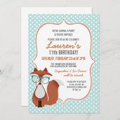 Dessin sucré Renard rouge Invitations de fête d'an (Devant / Derrière)