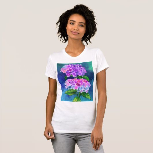 Dessin T-shirt à fleurs d'Hydrangea (Devant entier)