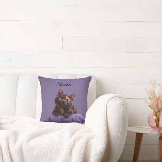 Dessin Tortoiseshell Kitten sur coussin pourpre (Canapé)