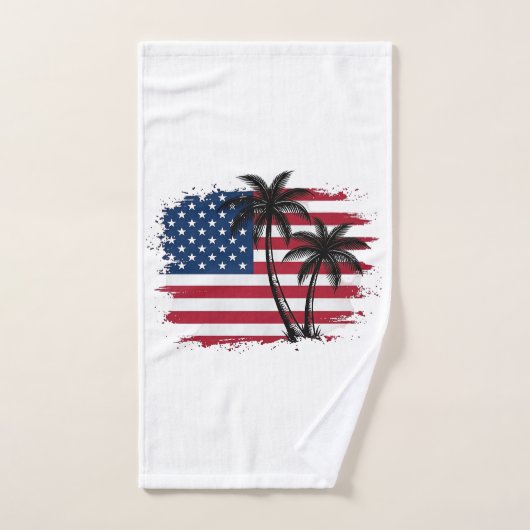Dessin vectoriel de plage patriotique avec drapeau (Serviette à main)