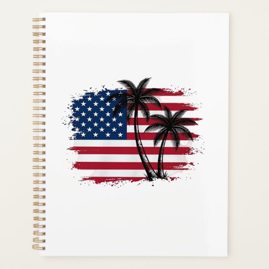 Dessin vectoriel de plage patriotique avec drapeau (Devant)