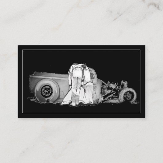 Dessin Vieux Couple Et Carte de visite De Rue (Devant)