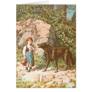 Dessin vintage : Capuchon rouge et le loup