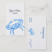 dessin vintage - crabe    bleu - Carte de visite (Devant / Derrière)