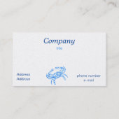 dessin vintage - crabe    bleu - Carte de visite (Dos)