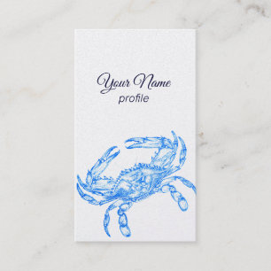 dessin vintage - crabe    bleu - Carte de visite