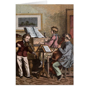 Dessin vintage : Enfants dans la classe de musique