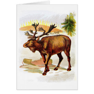 Dessin vintage : Renne dans la neige