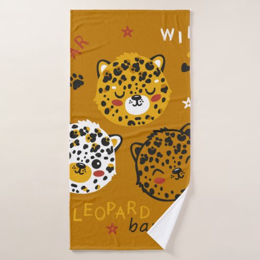 Dessin Visage De Chat Léopard. Little Funny Cheeta (Serviette de bain)